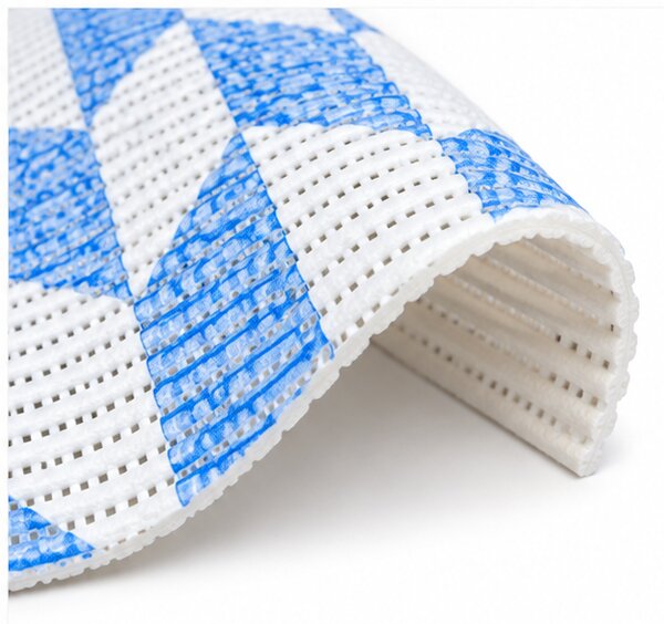Covoras Antiderapant pentru Baie si Piscina Blue Braid V24007D, 65 × 80 cm, Absorbant, tip Burete, PVC, Albastru / Alb Blue Braid