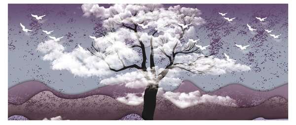 Tablou - Copac în nori (120x50 cm)