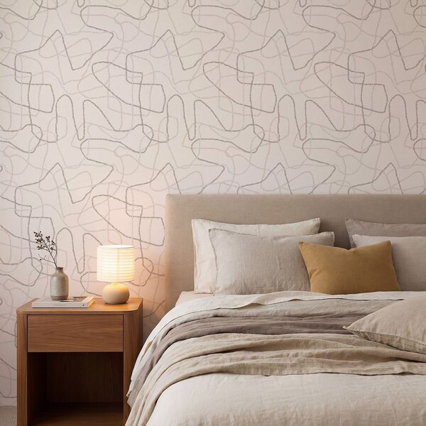Tapet Linii de contur abstracte pe un fundal deschis, Tapet abstract, a01229 : Uwalls.ro