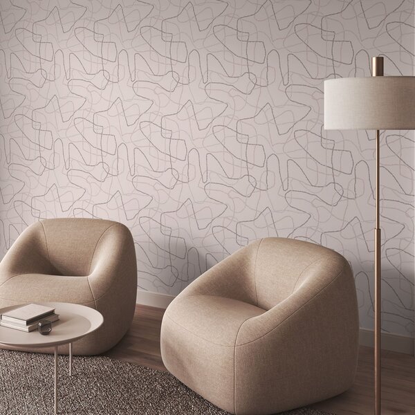 Tapet Linii de contur abstracte pe un fundal deschis, Tapet abstract, a01229 : Uwalls.ro