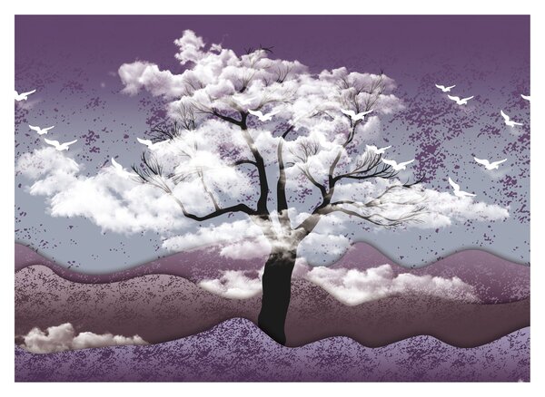 Tablou - Copac în nori (70x50 cm)