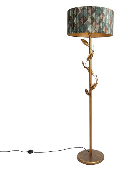 Lampă de podea aurie cu abajur cu design de frunze și interior auriu 50cm - Linden
