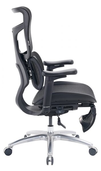Scaun ergonomic SIHOO S100, cotiere 4D ultra moi, suport lombar adaptiv, spătar reglabil pe inaltime, sezut cu translatie, mecanism multifunctional inclinare/blocare, suport picioare, pivotant, Mesh, Negru