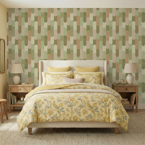 Tapet Model geometric cu forme verticale rotunjite, Tapet abstract, a01235 : Uwalls.ro