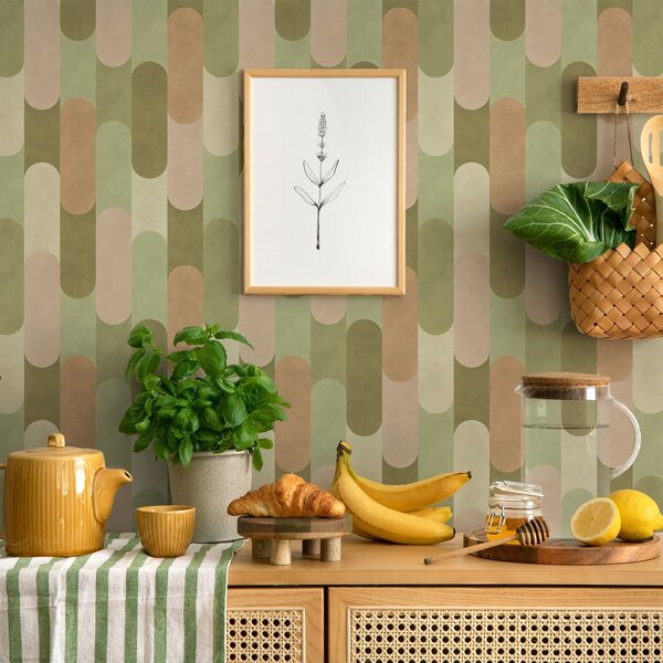 Tapet Model geometric cu forme verticale rotunjite, Tapet abstract, a01235 : Uwalls.ro