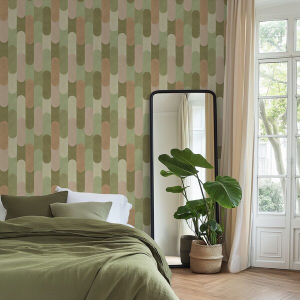 Tapet Model geometric cu forme verticale rotunjite, Tapet abstract, a01235 : Uwalls.ro