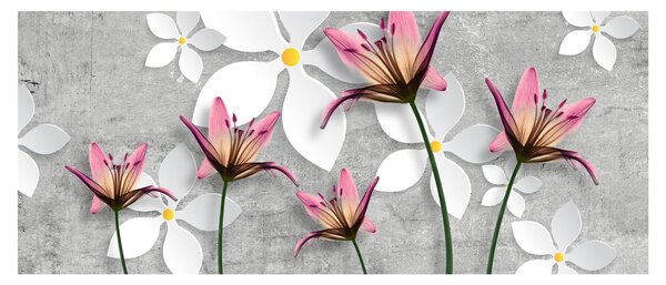 Tablou cu abstracție florală (120x50 cm)