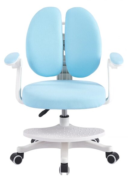 RESIGILAT- Scaun ergonomic pentru copii, spatar reglabil, suport picioare reglabil, rotativ, Albastru