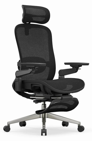 RESIGILAT- SYNO-H-MF Scaun ergonomic, suport lombar cu Masaj, sezut translatabil, cotiere 6D, tetiera 2D, suport picioare, Mesh, Negru