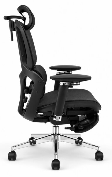 Scaun ergonomic ANEW ARYSE D4 Pro, Suport lombar dual adaptiv 360°, Tetieră 3D, Cotiere 5D, Șezut Glisant Zero-Pressure din Mesh, Suport picioare, Bază metalică, Negru