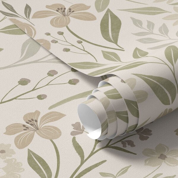 Tapet Flori sălbatice delicate, în nuanțe naturale, Tapet flori, a01238 : Uwalls.ro