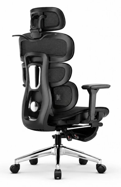 VERTEX PRO – Scaun Ergonomic, Tetieră 4D, Spătar Reglabil pe Înălțime 5 Trepte, Suport Lombar Multipunct, Cotiere 3D, Șezut Mesh Translatabil 5 cm, Recliner 135°, Suport Picioare, Negru