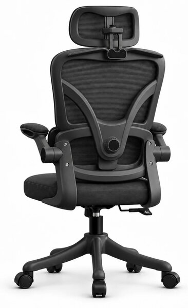 ErgoVision Sponge – Scaun Ergonomic, Suport Lombar Reglabil, Tetieră Reglabilă, Cotiere Rabatabile, Recliner 135°, Umeras, Mesh, Negru