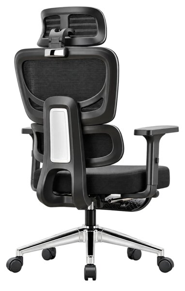 VARENO-H – Scaun ergonomic cu tetieră 4D, șezut culisant, suport lombar, cotiere 3D, reclinare 135°, suport pentru picioare, Negru