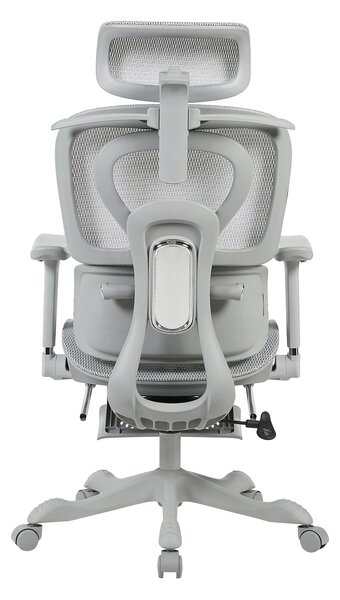 AERION-HM – Scaun ergonomic cu Masaj și Încălzire Lombară, Tetieră 3D, Cotiere 4D, Șezut Glisant, Spătar Reglabil și Suport Picioare, Full Mesh, Gri