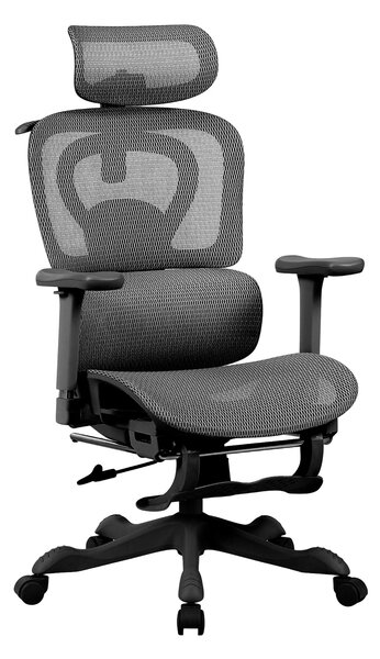 AERION-HM – Scaun ergonomic cu Masaj și Încălzire Lombară, Tetieră 3D, Cotiere 4D, Șezut Glisant, Spătar Reglabil și Suport Picioare, Full Mesh, Negru