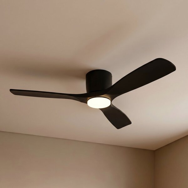 Lucande Ventilator de tavan LED inteligent Moneno, negru, DC, Tuya, reglabil, Negru, Camera de zi / sufragerie, Metal, Modern