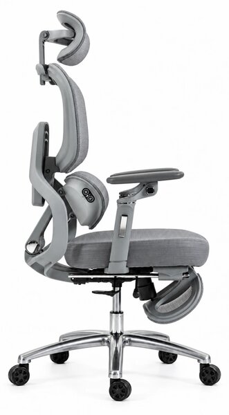 VIGOCHAIR ULTRA PRO FOAM SEAT Scaun ergonomic, spatar reglare verticala, suport lombar cu masaj si incalzire, sezut translatie, cotiere 6D, suport picioare, Gri