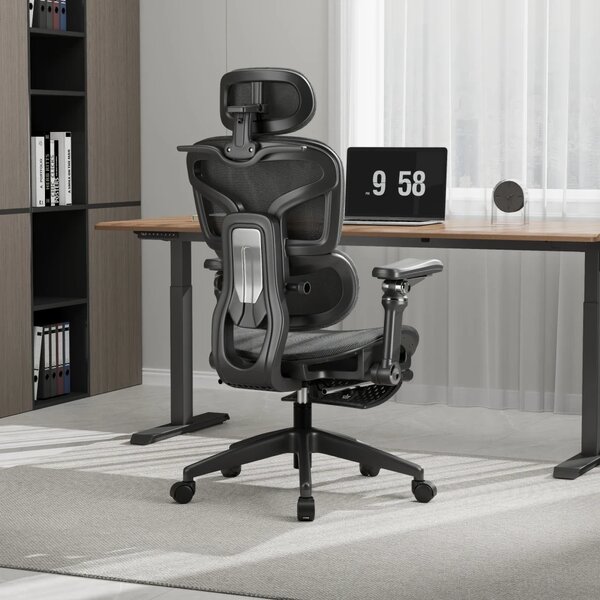 RESIGILAT- Scaun ergonomic, Sezut Translatie, cotiere 9D, tetiera 6D, suport lombar reglabil, spătar reglabil inaltime, pivotant, suport picioare, Negru