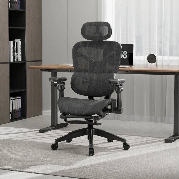 RESIGILAT- Scaun ergonomic, Sezut Translatie, cotiere 9D, tetiera 6D, suport lombar reglabil, spătar reglabil inaltime, pivotant, suport picioare, Negru