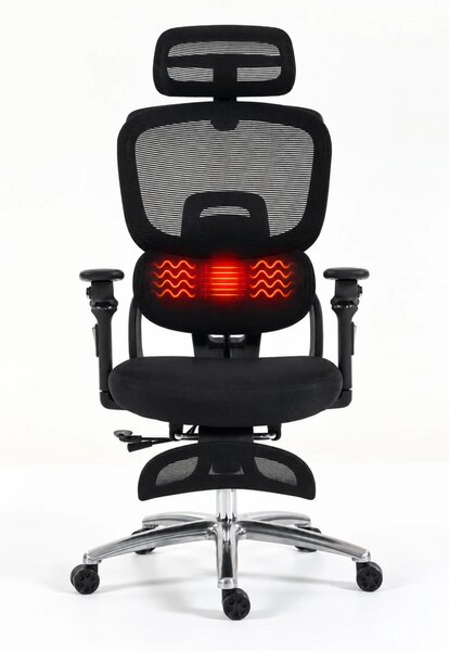VIGOCHAIR ULTRA PRO FOAM SEAT Scaun ergonomic, spatar reglare verticala, suport lombar cu masaj si incalzire, sezut translatie, cotiere 6D, suport picioare, Negru