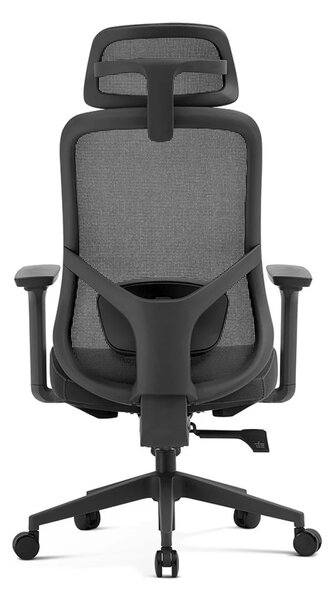 Scaun ergonomic premium Ally-H, spătar reglabil pe înălțime, șezut glisant, suport lombar 2D, tetieră 2D, cotiere 3D, reclinare 125°, Mesh + Textil, Negru
