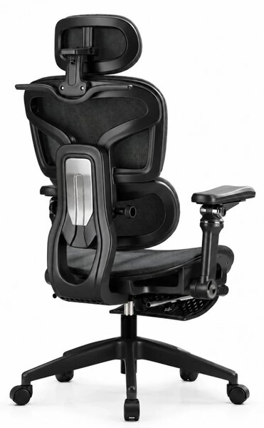 RESIGILAT- Scaun ergonomic, Sezut Translatie, cotiere 9D, tetiera 6D, suport lombar reglabil, spătar reglabil inaltime, pivotant, suport picioare, Negru