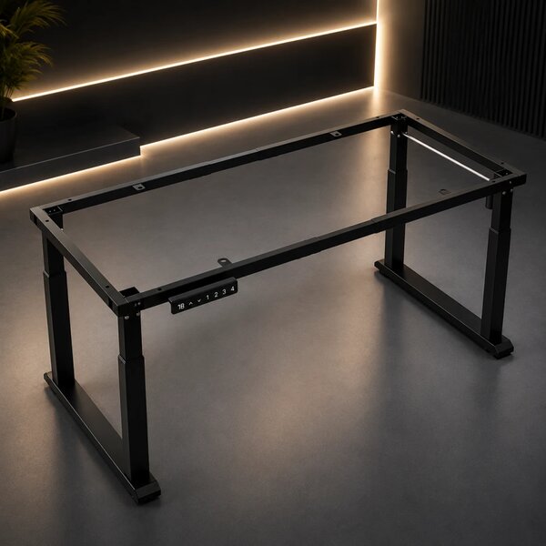 ELEVON ST01 - Cadru electric reglabil pentru birou, 2 motoare, înălțime reglabilă 70–114 cm, structură extensibilă 112–165 cm, 4 memorii, senzor anti-coliziune, funcționare silențioasă, Negru