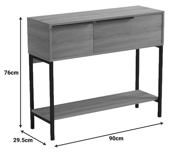 Consola, Nordic, Negru, 29.5x90x76 cm