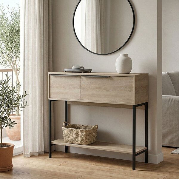 Consola, Nordic, Negru, 29.5x90x76 cm