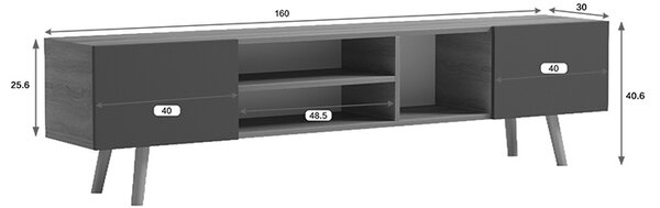 Comoda TV, Osclo, Antracit, 30x160x41 cm