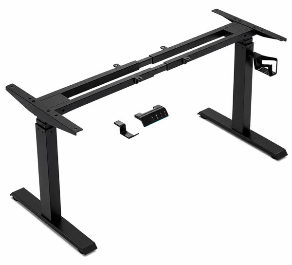 VARYON D16 – Cadru electric pentru birou, reglabil pe înălțime 72-117 cm și lățime 97-145 cm, 2 motoare, 3 memorii, sistem anti-coliziune, 150 kg, Negru