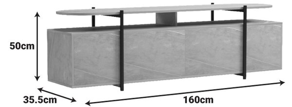 Comoda TV, Medousa, Gri, 35.5x160x50 cm