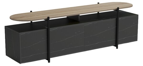 Comoda TV, Medousa, Negru, 35.5x160x50 cm