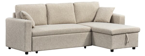 Coltar extensibil pe dreapta cu spatiu de depozitare, Kamore, Bej, 146x223x85 cm