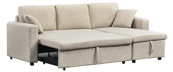 Coltar extensibil pe dreapta cu spatiu de depozitare, Kamore, Bej, 146x223x85 cm