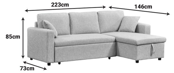 Coltar extensibil pe dreapta cu spatiu de depozitare, Kamore, Bej, 146x223x85 cm