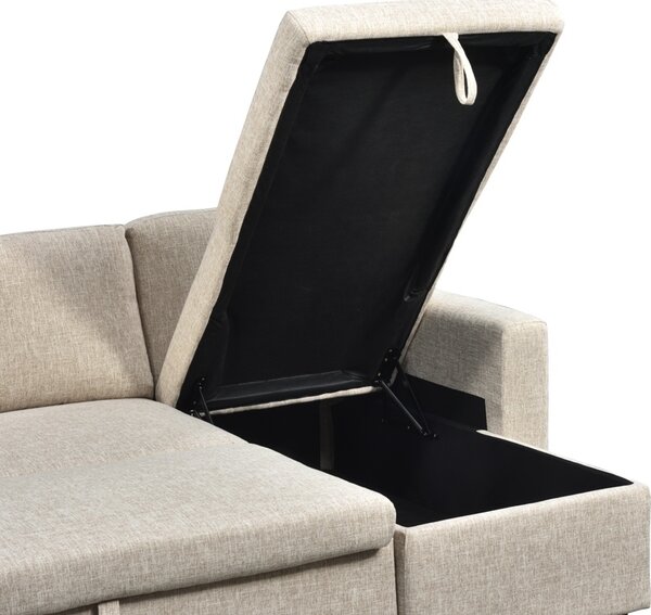 Coltar extensibil pe dreapta cu spatiu de depozitare, Kamore, Bej, 146x223x85 cm