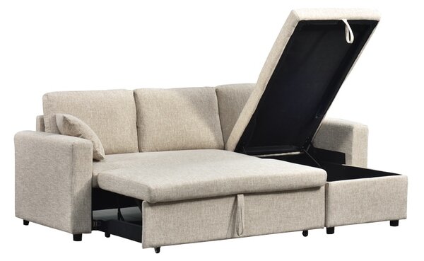 Coltar extensibil pe dreapta cu spatiu de depozitare, Kamore, Bej, 146x223x85 cm