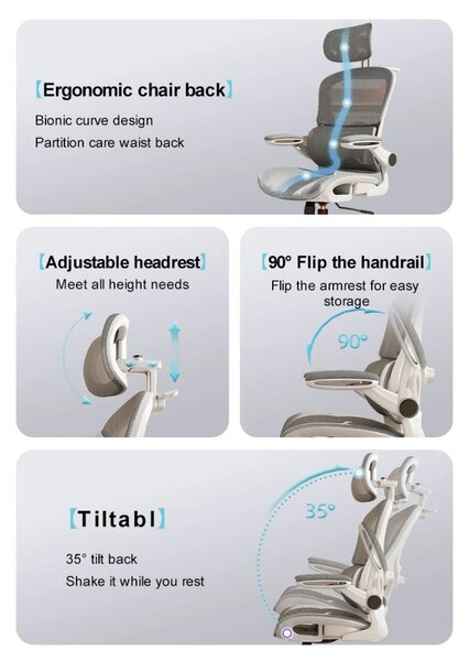 RESIGILAT- Scaun ergonomic cu șezut din plasă și suport lombar dinamic, tetiera 3D, cotiere rabatabile, Negru