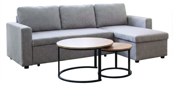 Set mobilier studenti masute de cafea si canapea modulara, 3 buc, Zene, Natural, 223x146x85 cm