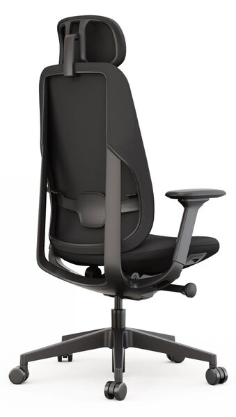 Scaun Ergonomic Premium, Mecanism Italian DONATI, Tetieră Reglabilă, Suport Lombar Ajustabil, Cotiere 4D, Șezut cu Translație, Negru