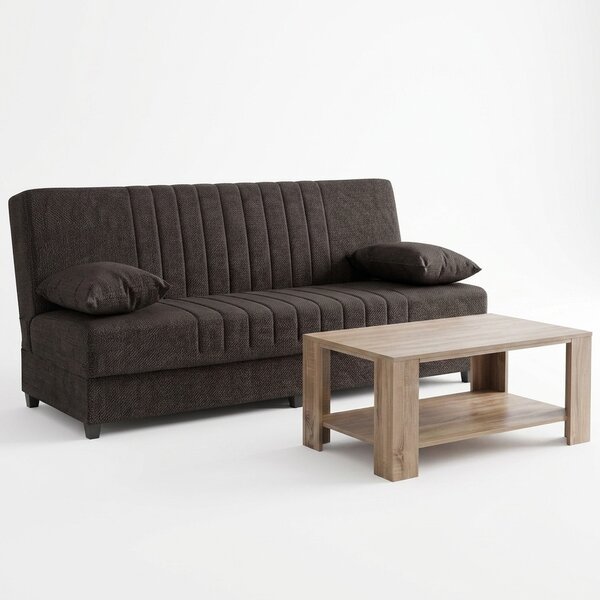 Set mobilier studenti canapea si masuta de cafea, 2 buc, Zing, Gri, 190x75x85 cm