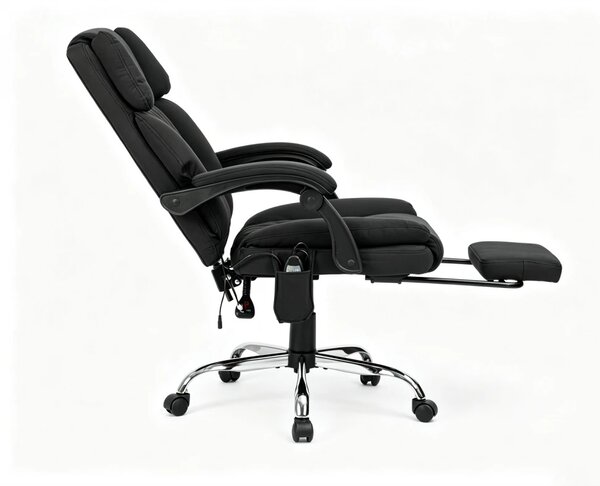 PRESTIGE FABRIC OC-514 PRO – Scaun Directorial Tapițerie Premium Dublu Strat Anti-Zgâriere, Masaj în 7 Puncte, Mecanism Multifuncțional, Suport Picioare, Bază Cromată, Negru