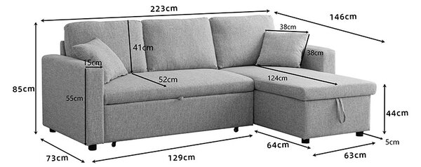 Set mobilier studenti masute de cafea si canapea modulara, 3 buc, Zene, Natural, 223x146x85 cm