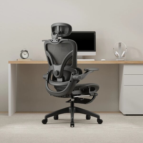 RESIGILAT- ErgoVision Pro – Scaun Ergonomic, Suport Lombar Reglabil, Umeras, Cotiere Rabatabile, Suport pentru Picioare, Mesh, Negru