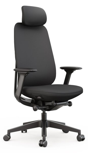 Scaun Ergonomic Premium, Mecanism Italian DONATI, Tetieră Reglabilă, Suport Lombar Ajustabil, Cotiere 4D, Șezut cu Translație, Negru