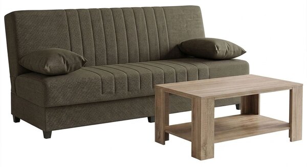 Set mobilier studenti canapea si masuta de cafea, 2 buc, Zing, Gri, 190x75x85 cm