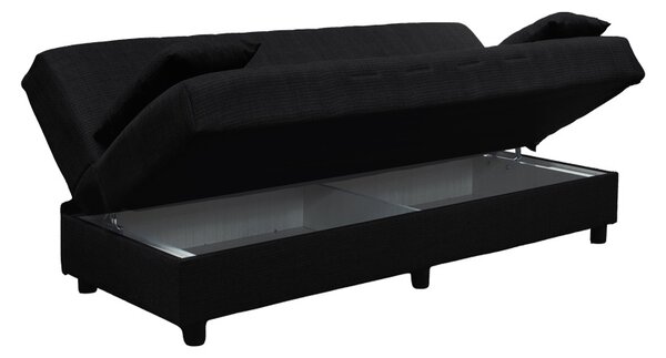 Canapea extensibila cu spatiu de depozitare Romina, Gri inchis, 180x75x85 cm