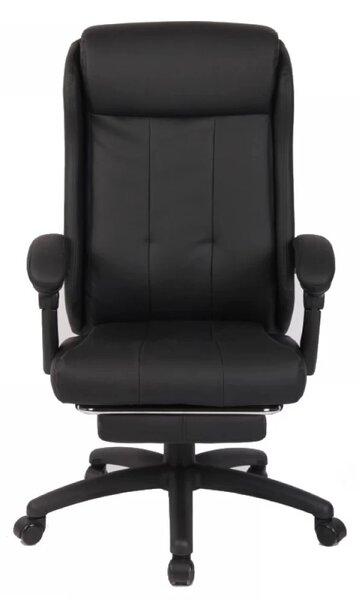 RESIGILAT- Scaun directorial, suport picioare, inaltime reglabila, spatar rabatabil 90-130 grade, piele PU, Negru